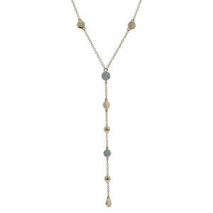 Yellow Gold Diamond Drop Pendant Necklace 14k Round Brilliant Adjustable Lariat
